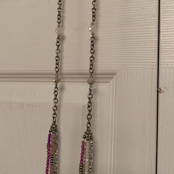 WHBM Long Chain Linked Necklace with Multi Color  Cut Beads - Picture 11 of 14
